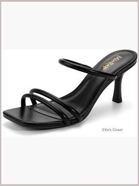 Women's Square Open Toe Strappy Mules Heeled Sandals Dressy Comfort